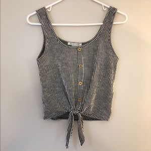 Striped Tie-Front Crop Tank-top